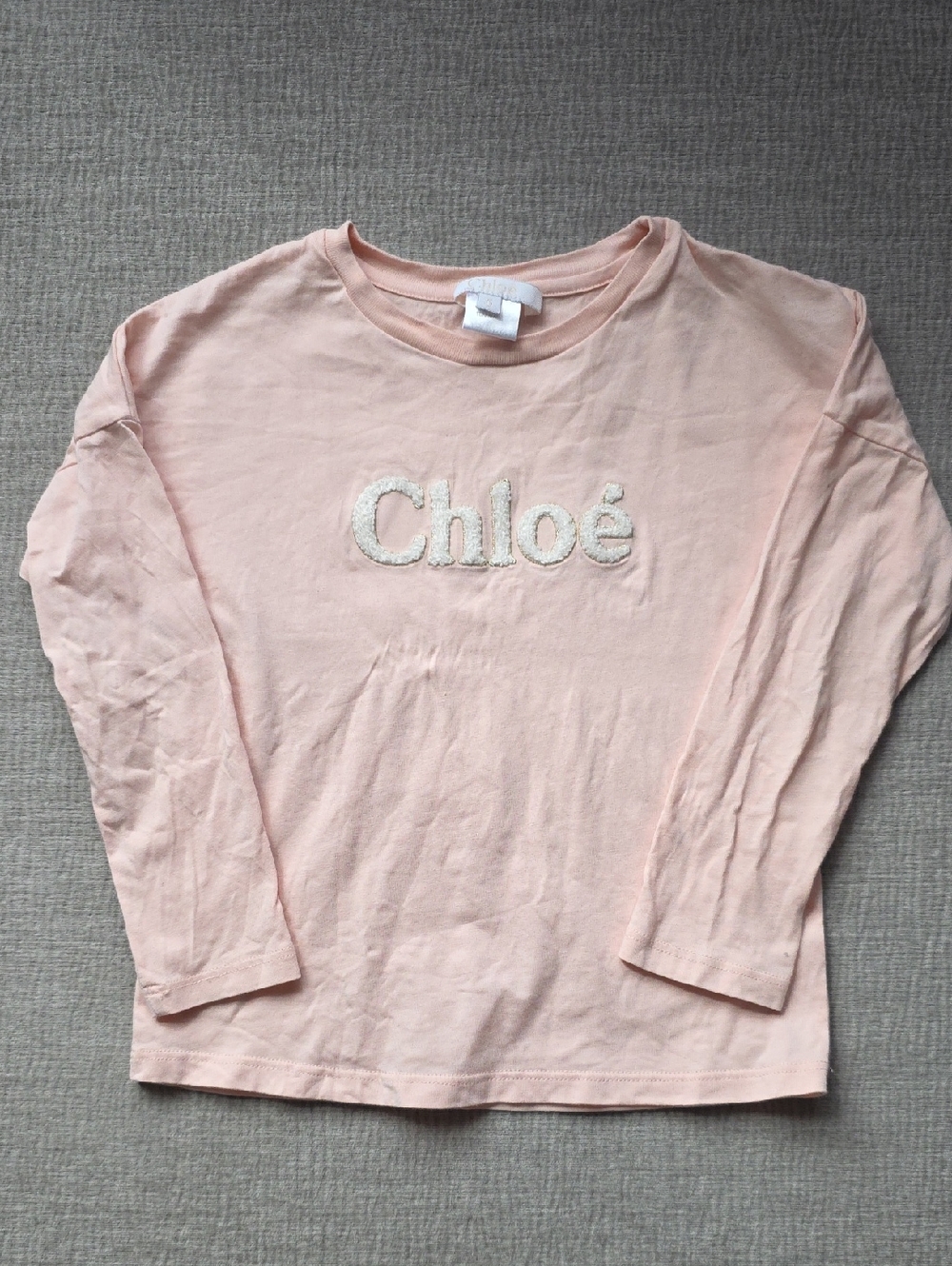 Chloe Girls' Peach Color Long-Sleeve Logo Tee